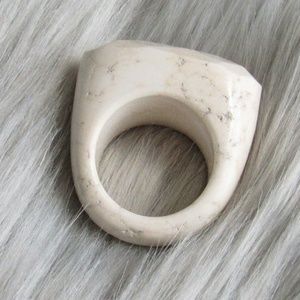 Natural White Gemstone Faceted Ring size 8.25